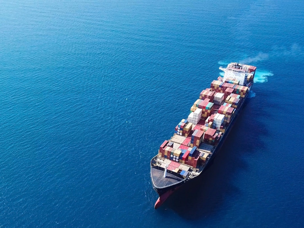 Container vessel at sea