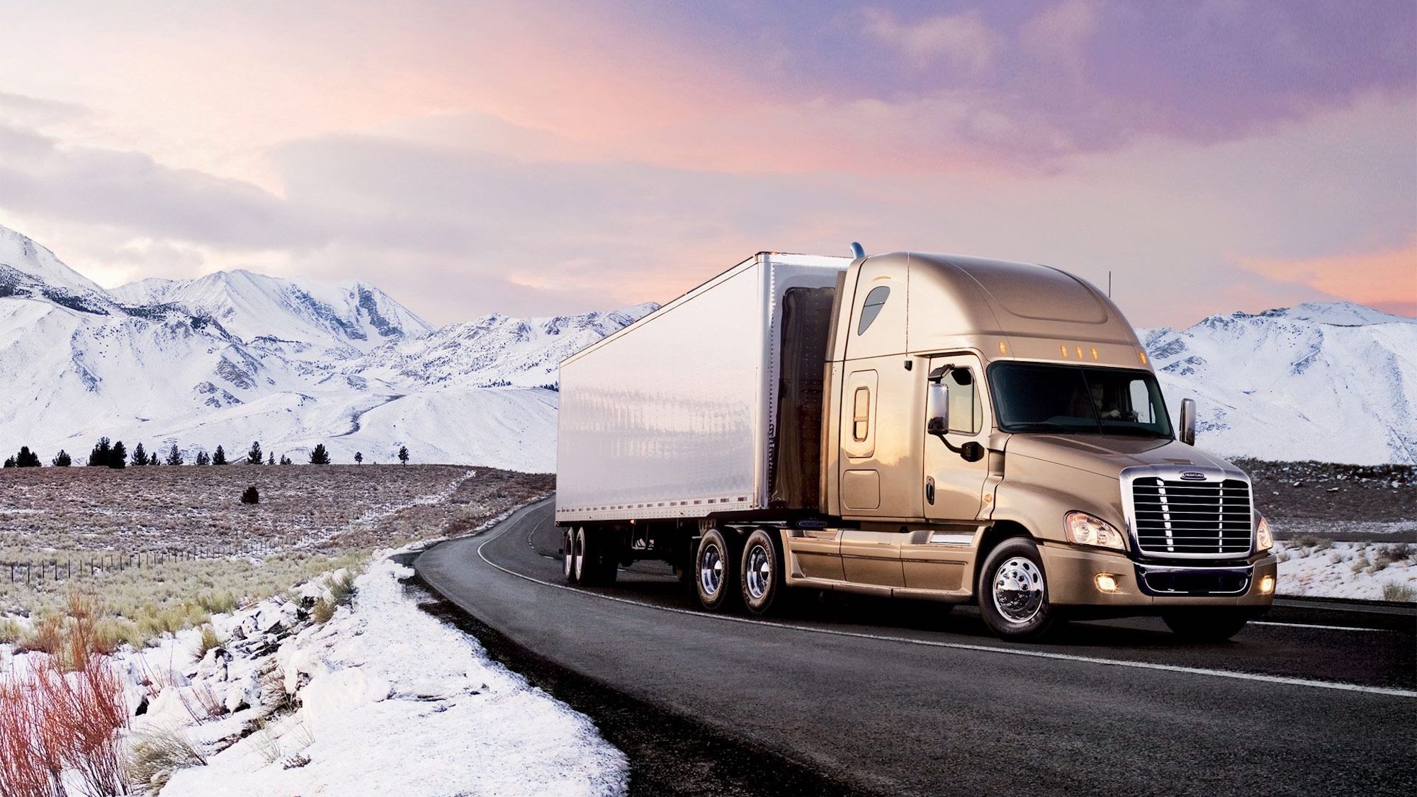 Freight truck on a mountain highway